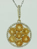 1.91CT DIAMOND & AAA CITRINE 14KT YELLOW GOLD FLOWER CIRCULAR FLOATING PENDANT