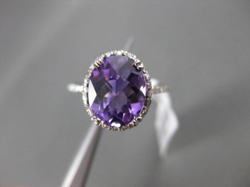 ESTATE 2.81CT DIAMOND & AAA AMETHYST 14K WHITE GOLD 3D OVAL HALO ENGAGEMENT RING