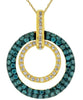 1.0CT WHITE & BLUE DIAMOND 14KT YELLOW GOLD 3D CIRCLE OF LIFE FLOATING PENDANT