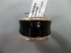 ESTATE WIDE .18CT DIAMOND 14KT ROSE GOLD 3D BLACK ENAMEL CONCAVE RING 13mm WIDE