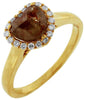 1.01CT WHITE & MOCHA DIAMOND 18K YELLOW GOLD HEART SHAPE & ROUND ENGAGEMENT RING