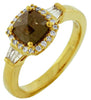 1.35CT WHITE & MOCHA DIAMOND 18K YELLOW GOLD CLASSIC SQUARE HALO ENGAGEMENT RING