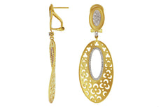 .55CT DIAMOND 14KT YELLOW GOLD MULTI FLOWER MOON OVAL CLIP ON HANGING EARRINGS