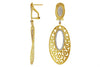 .55CT DIAMOND 14KT YELLOW GOLD MULTI FLOWER MOON OVAL CLIP ON HANGING EARRINGS