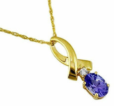 .38CT DIAMOND & AAA TANAZANITE 14KT YELLOW GOLD 3D OVAL & ROUND INFINITY PENDANT