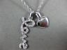 ESTATE .05CT ROUND DIAMOND 14K WHITE GOLD 3D CLASSIC HEART LOVE FLOATING PENDANT