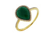 .15CT DIAMOND & AAA GREEN AGATE 14KT YELLOW GOLD 3D PEAR SHAPE & ROUND FUN RING