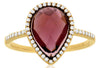 3.05CT DIAMOND & AAA RHODOLITE 14KT YELLOW GOLD PEAR SHAPE & ROUND HALO FUN RING