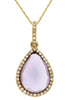 2.43CT DIAMOND & AAA AMETHYST 14KT YELLOW GOLD PEAR SHAPE HALO FLOATING PENDANT