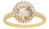 1.91CT DIAMOND & AAA MORGANITE 14KT YELLOW GOLD ROUND HALO FRIENDSHIP LOVE RING