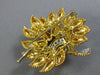 ANTIQUE LARGE .28CT MULTI GEM 18KT TWO TONE GOLD FLOWER LEAF PEACOCK BROOCH PIN