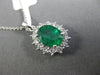 ESTATE LARGE 2.36CT DIAMOND & AAA EMERALD 18KT WHITE GOLD 3D OVAL HALO PENDANT