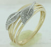 ESTATE .10CT DIAMOND 14KT YELLOW GOLD 3D CLASSIC DOUBLE LEAF MULTI ROW FUN RING