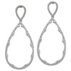 ESTATE LARGE .95CT DIAMOND 18KT WHITE GOLD 3D TEAR DROP OPEN FILIGREE EARRINGS