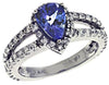 1.99CT DIAMOND & AAA TANZANITE 14K WHITE GOLD PEAR SHAPE & ROUND ENGAGEMENT RING