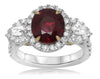 GIA 4.27CT DIAMOND & AAA RUBY 18K 2 TONE GOLD & PLATINUM 3 STONE PEAR SHAPE RING