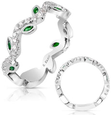 .60CT DIAMOND & TSAVORITE 14KT WHITE GOLD 3D MARQUISE & ROUND ANNIVERSARY RING