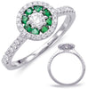 .59CT DIAMOND & AAA EMERALD 14KT WHITE GOLD 3D ROUND FLOWER HALO FRIENDSHIP RING