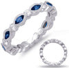 1.40CT DIAMOND & AAA SAPPHIRE 14KT WHITE GOLD ROUND & MARQUISE ANNIVERSARY RING