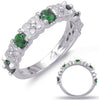 1.17CT DIAMOND & AAA TSAVORITE 14K WHITE GOLD ROUND FLOWER LOVE ANNIVERSARY RING
