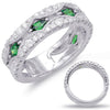 1.78CT DIAMOND & AAA TSAVORITE 14KT WHITE GOLD ROUND & MARQUISE ANNIVERSARY RING