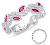 .78CT DIAMOND & AAA RUBY 14KT WHITE GOLD 3D MULTI LEAF ETERNITY ANNIVERSARY RING