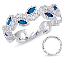 .69CT DIAMOND & AAA SAPPHIRE 14K WHITE GOLD MULTI LEAF ETERNITY ANNIVERSARY RING