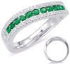 .51CT DIAMOND & AAA EMERALD 14KT WHITE GOLD CLASSIC 3 ROW CHANNEL SWIRL FUN RING