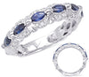 .94CT DIAMOND & AAA SAPPHIRE 14K WHITE GOLD 3D ROUND & MARQUISE ANNIVERSARY RING
