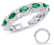 1.03CT DIAMOND & AAA TSAVORITE 14K WHITE GOLD MARQUISE ETERNITY ANNIVERSARY RING
