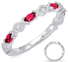 .52CT DIAMOND & AAA RUBY 14KT WHITE GOLD 3D ROUND & MARQUISE INFINITY LOVE RING