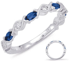 .53CT DIAMOND & AAA SAPPHIRE 14KT WHITE GOLD ROUND & MARQUISE INFINITY LOVE RING