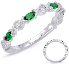 .54CT DIAMOND & AAA TSAVORITE 14K WHITE GOLD ROUND & MARQUISE INFINITY LOVE RING
