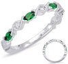 .54CT DIAMOND & AAA TSAVORITE 14K WHITE GOLD ROUND & MARQUISE INFINITY LOVE RING