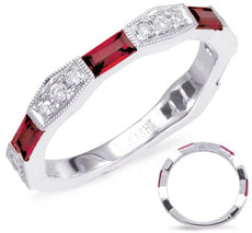 .83CT DIAMOND & AAA RUBY 14KT WHITE GOLD 3D ROUND & EMERALD CUT ANNIVERSARY RING