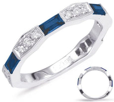 .86CT DIAMOND & AAA SAPPHIRE 14K WHITE GOLD ROUND & EMERALD CUT ANNIVERSARY RING