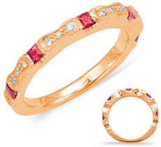 .50CT DIAMOND & AAA RUBY 14KT ROSE GOLD ROUND & PRINCESS SEMI ETERNITY LOVE RING