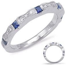 .47CT DIAMOND & AAA SAPPHIRE 14KT WHITE GOLD ROUND & PRINCESS SEMI ETERNITY RING