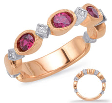 .75CT DIAMOND & AAA RUBY 14KT WHITE ROSE GOLD PRINCESS & ROUND FILIGREE FUN RING