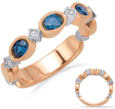 .69CT DIAMOND & AAA SAPPHIRE 14KT WHITE & ROSE GOLD 3D FILIGREE ANNIVERSARY RING