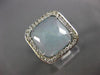 ESTATE LARGE 4.02CT DIAMOND & AAA BLUE QUARTZ 14KT WHITE GOLD SQUARE HALO RING