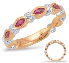 .62CT DIAMOND & AAA RUBY 14KT WHITE & ROSE GOLD MARQUISE & ROUND INFINITY RING