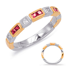 .50CT DIAMOND & AAA RUBY 14KT WHITE ROSE GOLD PRINCESS 3/4 ETERNITY CHANNEL RING