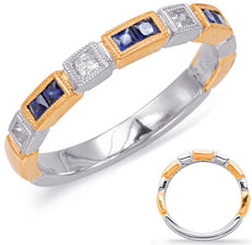 .50CT DIAMOND & AAA SAPPHIRE 14KT WHITE & ROSE GOLD 3D PRINCESS ANNIVERSARY RING