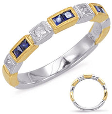 .50CT DIAMOND & AAA SAPPHIRE 14KT 2 TONE GOLD PRINCESS FILIGREE ANNIVERSARY RING
