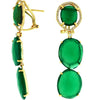 .27CT DIAMOND & AAA GREEN AGATE 14K YELLOW GOLD 3D OVAL & ROUND HANGING EARRINGS