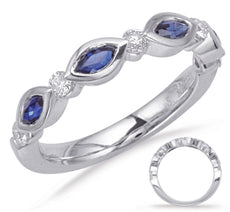 .61CT DIAMOND & AAA SAPPHIRE 14KT WHITE GOLD 3D MARQUISE & ROUND BEZEL FUN RING