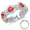 WIDE .84CT DIAMOND & AAA RUBY 14K WHITE & ROSE GOLD LOVE KNOT INFINITY LOVE RING
