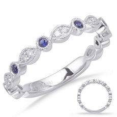 .32CT DIAMOND & AAA SAPPHIRE 14KT WHITE GOLD FILIGREE MILGRAIN ANNIVERSARY RING