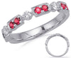 .57CT DIAMOND & AAA RUBY 14KT WHITE GOLD FILIGREE MILGRAIN FUN ANNIVERSARY RING